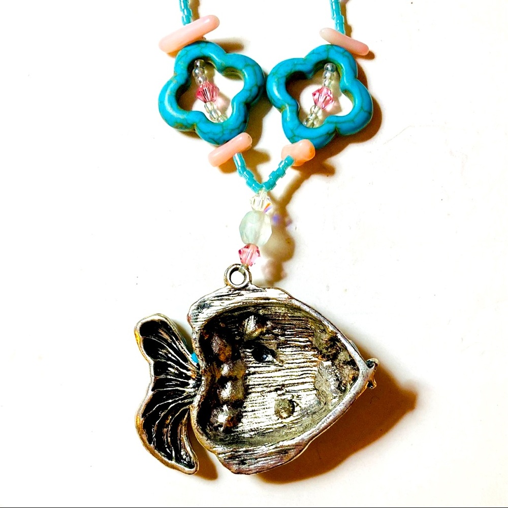 Artisan Crafted Bubble Blowing Fish Statement Nec… - image 4